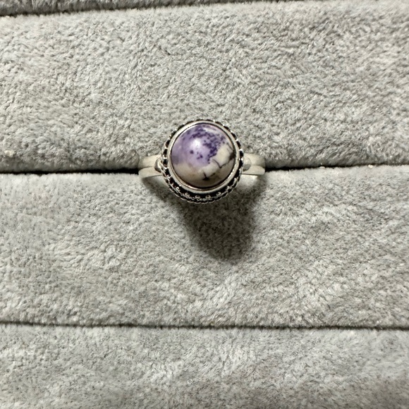 New Sterling Silver Purple Utah Tiffany Stone Sz 8.75 Circle Stone Raised Bezel - Picture 9 of 9